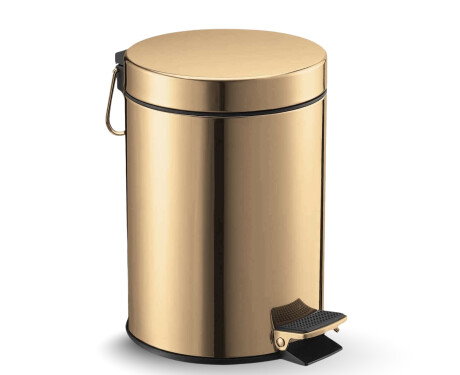 Coș cu pedală STANDARD rotund, 5 L, închidere lentă / auriu lucios