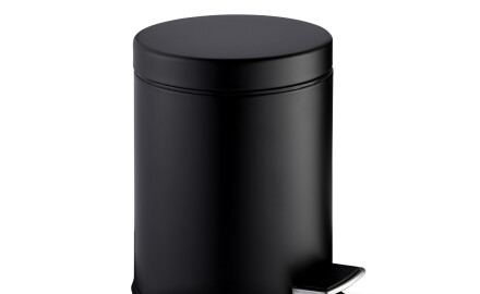 Coș cu pedală STANDARD rotund, 5 L, închidere lentă / negru mat