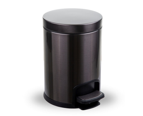 Coș cu pedală PREMIUM rotund, 5 L, închidere lentă / grafit metalizat