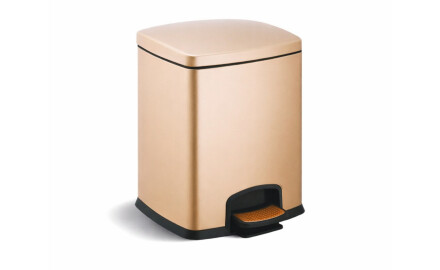 Coș cu pedală PREMIUM dreptunghiular, 5 L, închidere silențioasă / culoare șampanie