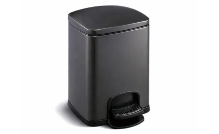 Coș cu pedală PREMIUM dreptunghiular, 5 L, închidere lentă / negru mat