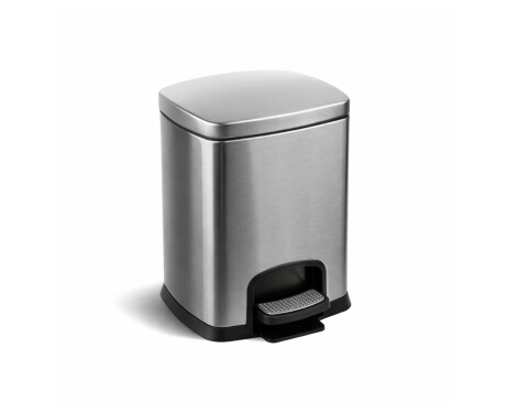 Coș de gunoi cu pedală PREMIUM, dreptunghiular, 5 L, închidere lentă / oțel inoxidabil satinat