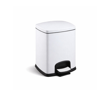 Coș cu pedală PREMIUM dreptunghiular, 5 L, închidere lentă / alb