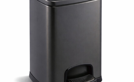 Coș cu pedală PREMIUM dreptunghiular, 20 L, închidere lentă / negru mat