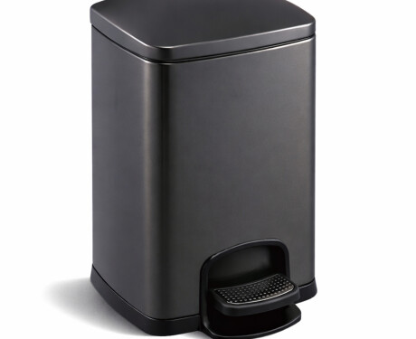 Coș cu pedală PREMIUM dreptunghiular, 20 L, închidere lentă / negru mat