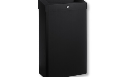 Coș de gunoi de 30 L cu capac deschis, seria R1 / oțel inoxidabil negru mat