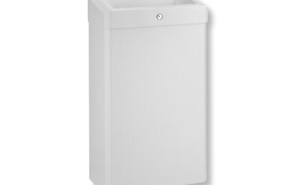 Coș de gunoi de 30 L cu capac deschis, seria R1 / oțel inoxidabil, alb mat