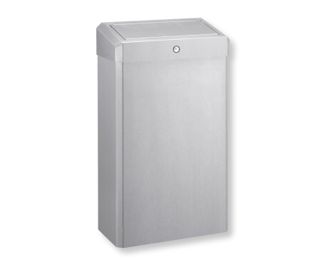 Coș de gunoi de 30 L cu capac rabatabil, seria R1 / oțel inoxidabil periat