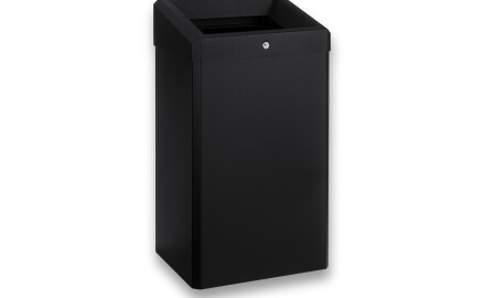 Coș de gunoi de 49 L cu capac deschis, seria R1 / oțel inoxidabil negru mat