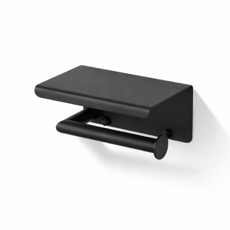 Suport pentru hârtie igienică / cu raft / negru mat #1