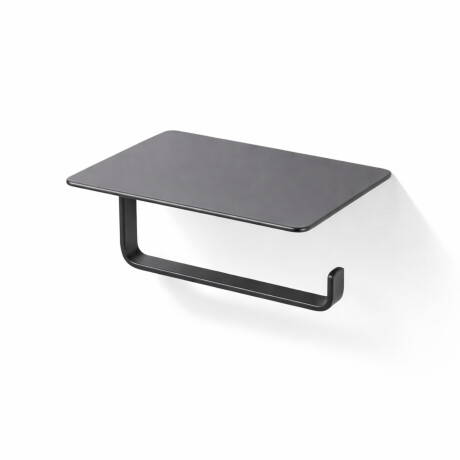 Suport pentru hârtie igienică / cu raft / negru mat #1