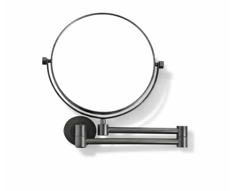 Oglindă cosmetică simplă / mărire 3x, rotundă, rabatabilă, cu braț dublu mobil / negru mat