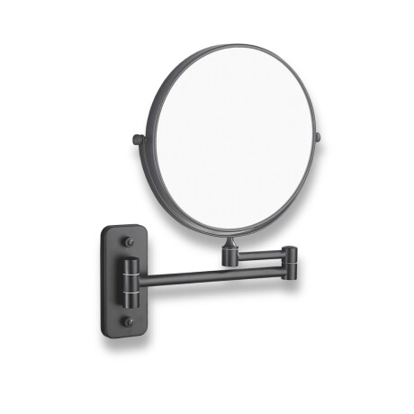 Oglindă cosmetică simplă / mărire 3x, rotundă, rabatabilă, cu braț dublu mobil / negru mat #1
