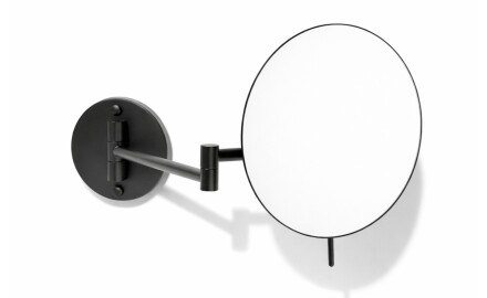 Oglindă cosmetică cu mărire de 3x, rotundă, rabatabilă, cu braț dublu mobil / negru mat