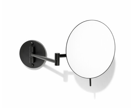 Oglindă cosmetică cu mărire de 3x, rotundă, rabatabilă, cu braț dublu mobil / negru mat