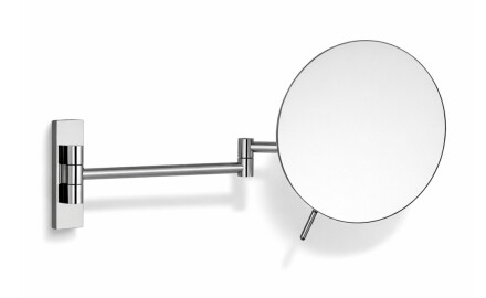 Oglindă cosmetică cu mărire de 3x, rotundă, rabatabilă, cu braț dublu mobil / cromată