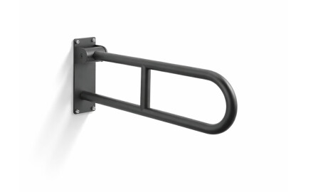 Bară de sprijin pentru persoanele cu dizabilități, Ø32, arcuită, rabatabilă, model STANDARD – 60 cm / oțel inoxidabil, negru mat