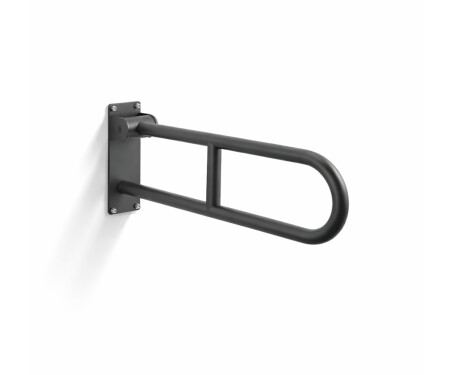 Bară de sprijin pentru persoanele cu dizabilități, Ø32, arcuită, rabatabilă, model STANDARD – 60 cm / oțel inoxidabil, negru mat