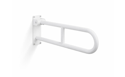 Bară de sprijin pentru persoane cu dizabilități, Ø32, arcuită și rabatabilă, model STANDARD – 60 cm / oțel inoxidabil, alb mat