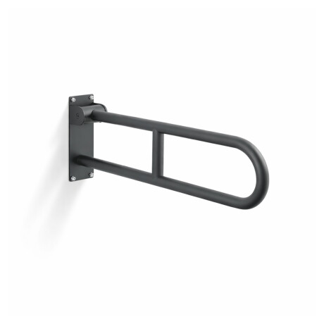Bară de sprijin pentru persoanele cu dizabilități, Ø32, arcuită, rabatabilă, model STANDARD – 70 cm / oțel inoxidabil, negru mat #1