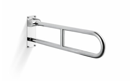 Bară de sprijin pentru persoanele cu dizabilități, Ø32, arcuită, rabatabilă, model STANDARD – 70 cm / oțel inoxidabil lustruit