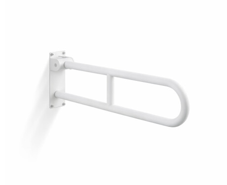 Bară de sprijin pentru persoanele cu dizabilități, Ø32, arcuită, rabatabilă, model STANDARD – 70 cm / oțel inoxidabil, alb mat