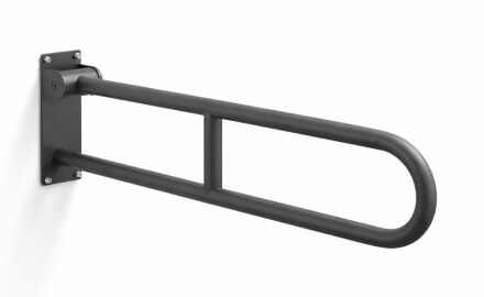 Bară de sprijin pentru persoane cu dizabilități, Ø32, arcuită și rabatabilă, model STANDARD – 80 cm / oțel inoxidabil, negru mat