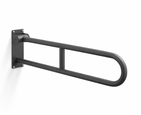Bară de sprijin pentru persoane cu dizabilități, Ø32, arcuită și rabatabilă, model STANDARD – 80 cm / oțel inoxidabil, negru mat