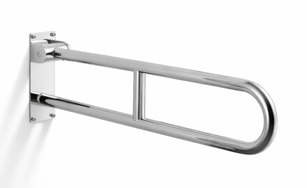 Bară de sprijin pentru persoanele cu dizabilități, Ø32, arcuită și rabatabilă, model STANDARD – 80 cm / oțel inoxidabil lustruit