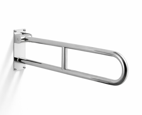 Bară de sprijin pentru persoanele cu dizabilități, Ø32, arcuită și rabatabilă, model STANDARD – 80 cm / oțel inoxidabil lustruit
