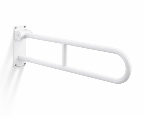 Bară de sprijin pentru persoanele cu dizabilități, Ø32, arcuită și rabatabilă, model STANDARD – 80 cm / oțel inoxidabil, alb mat