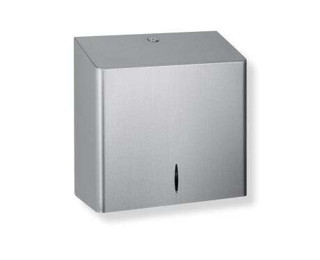 Dispenser pentru prosoape de hârtie pliate în formă de V (dimensiuni maxime ale încărcăturii de hârtie: 25,5 x 11,5 x 24 cm), seria R10 / oțel periat