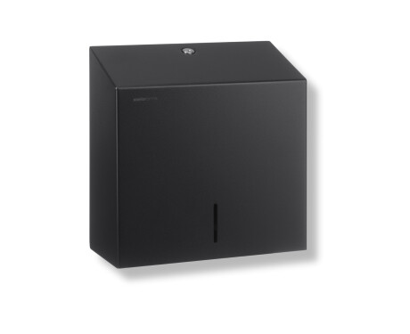 Dispenser pentru prosoape de hârtie pliate în formă de V (dimensiuni maxime ale încărcăturii de hârtie: 25x11,5x24 cm), seria R1 / oțel inoxidabil negru mat