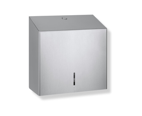 Dispenser pentru prosoape de hârtie pliate în formă de V (dimensiuni maxime ale încărcăturii de hârtie: 25x11,5x24 cm), seria R1 / oțel inoxidabil periat