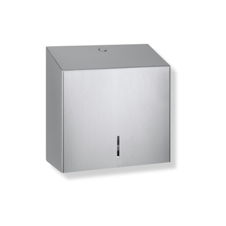 Dispenser pentru prosoape de hârtie pliate în formă de V (dimensiuni maxime ale încărcăturii de hârtie: 25x11,5x24 cm), seria R1 / oțel inoxidabil periat #1