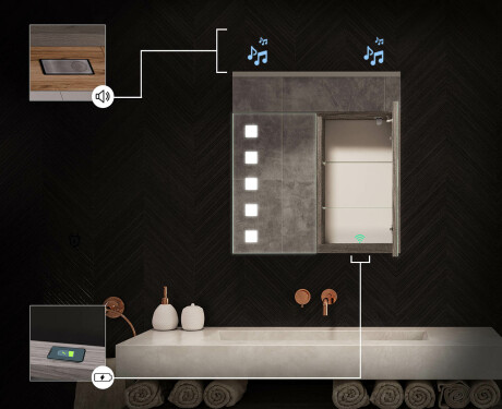 Dulap cu oglinda LED - L03 Emily 66,5 x 72cm #7