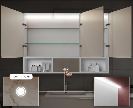 Dulap de baie LED Emma - cu 3 uși 100 x 72cm #5