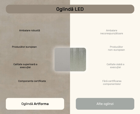 Oglindă de baie rotunjită cu iluminare LED, culoare duală, comutator tactil, saltea încălzitoare #7